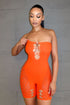 Celina Hallow Out Seamless Tube Romper Rompers + Jumpsuits EDGE One Tangerine Tango